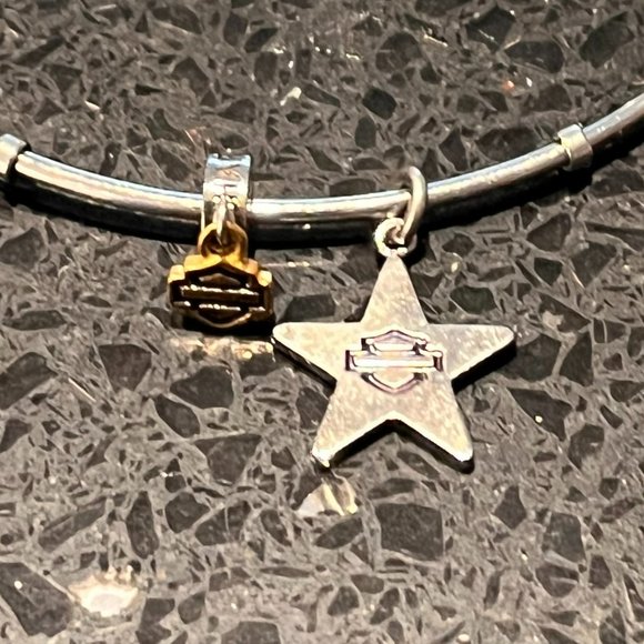HARLEY DAVIDSON STAINLESS STEEL LADIES STAR BANGLE BRACELET - Picture 3 of 3
